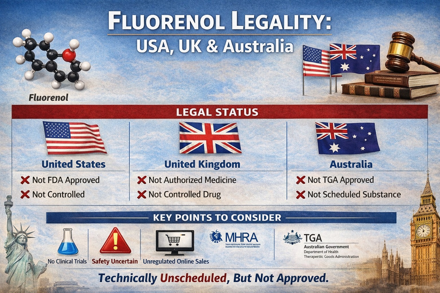 Is Fluorenol Legal in the USA, UK, and Australia?