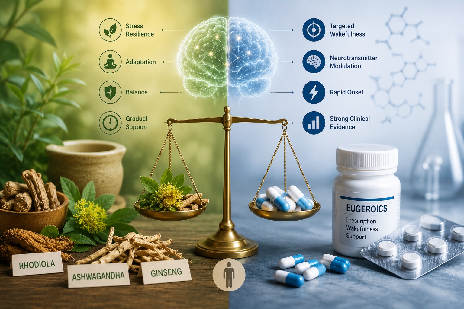 Eugeroics vs Adaptogens: Rhodiola, Ashwagandha, and Ginseng